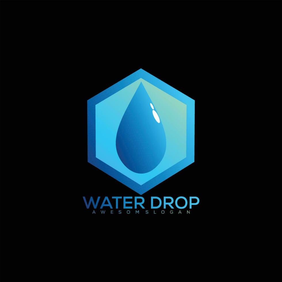 water drop with hexagon logo design colorful vector