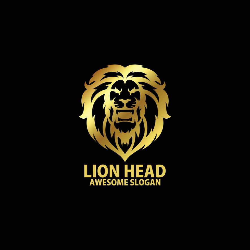lion head with luxury logo design line art vector