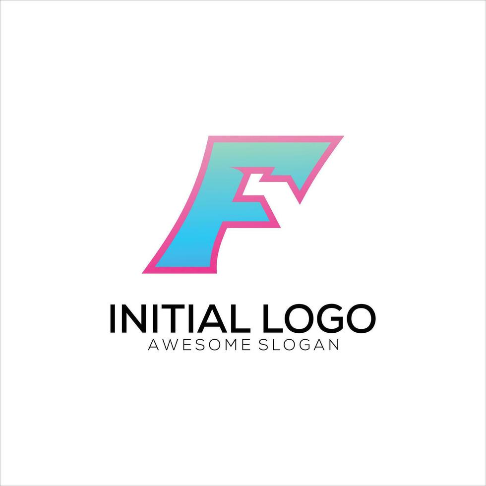 f initial logo gradient colorful design vector