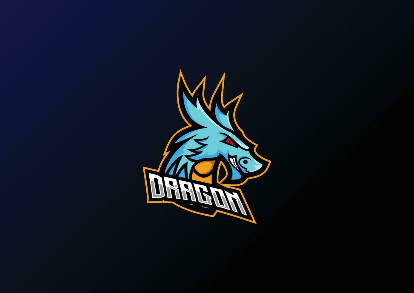 blue dragon logo team esport design mascot vector