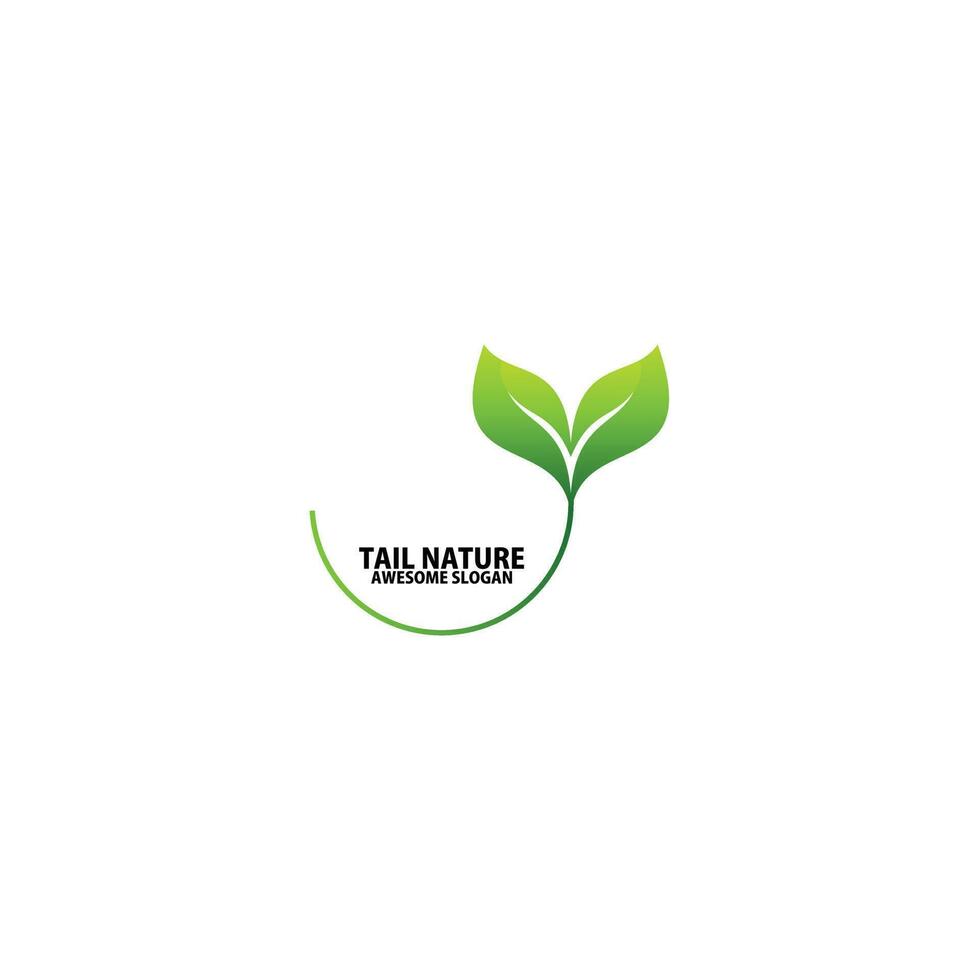 whale tail with leaf logo design gradient color vector