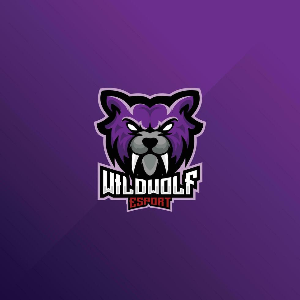 wild wolf logo esport team design vector