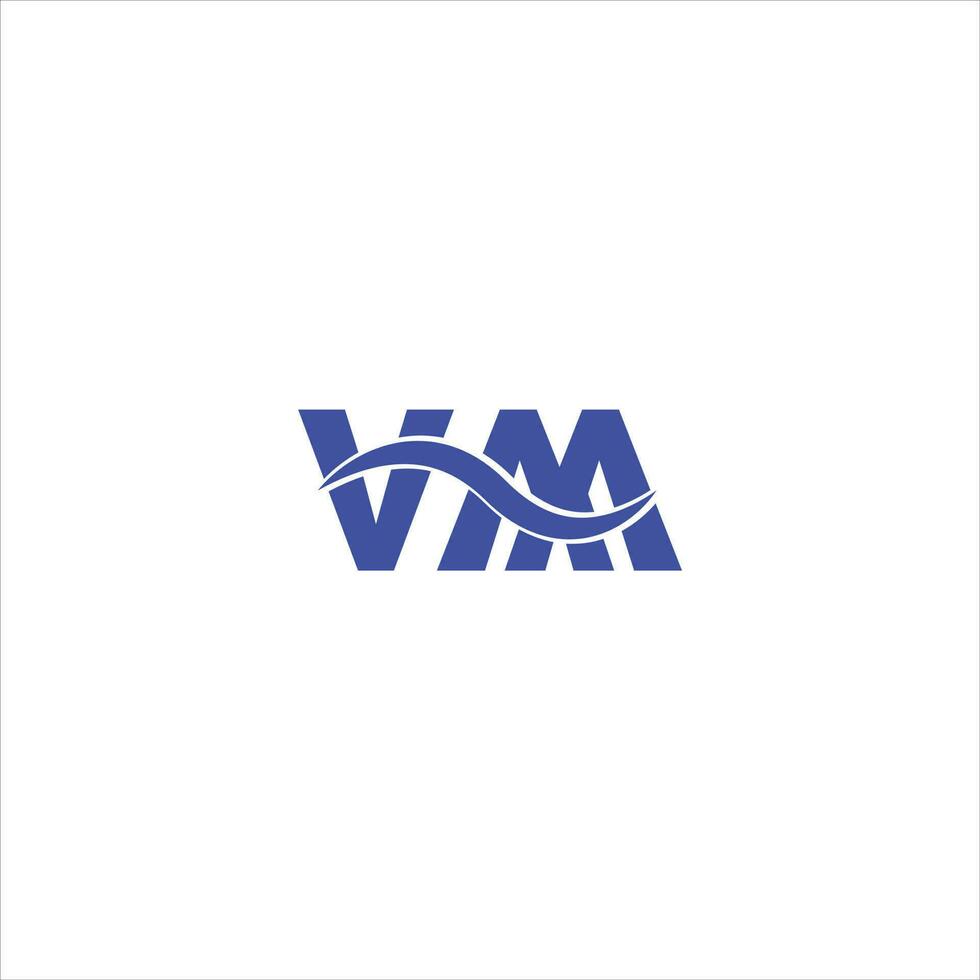 initial vm with wave logo design icon vector