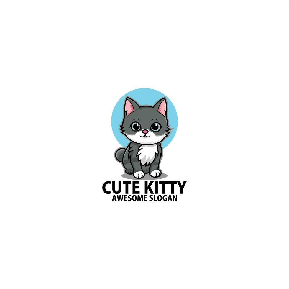 cute cat logo design mascot colorful vector