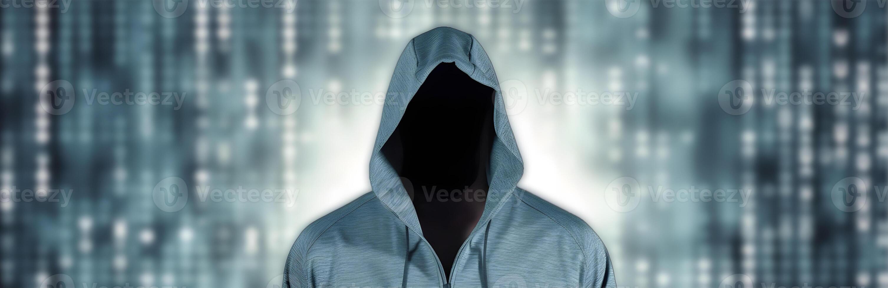 Hacker without face. Concept of dark web, hacking cybersecurity. image photo