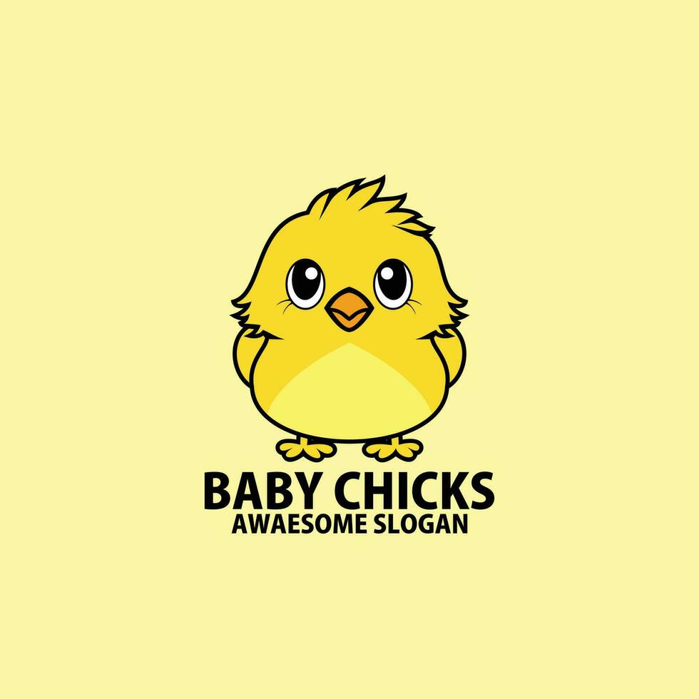 chicks color logo design mascot vector