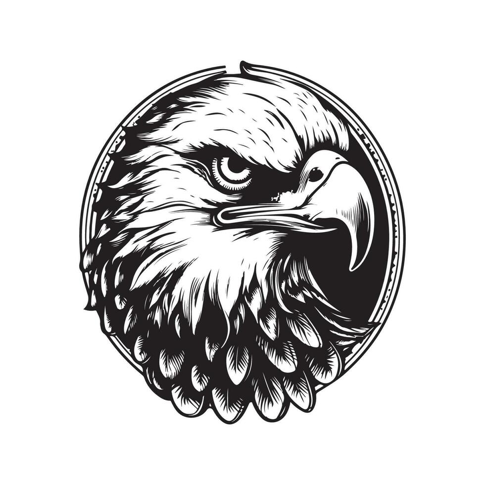 águila, Clásico logo línea Arte concepto negro y blanco color, mano dibujado ilustración vector