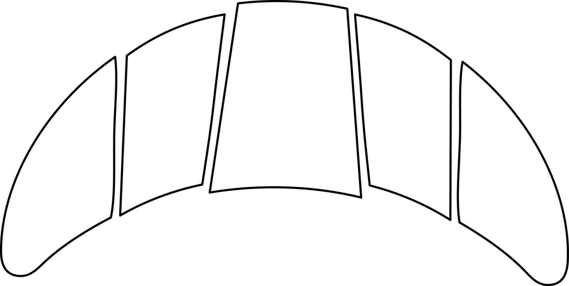 Line art croissant on white background. vector
