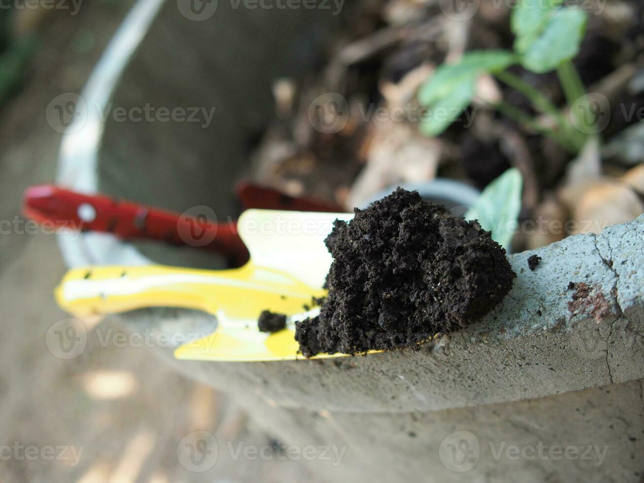soil spoon and colorful for  garden workker photo