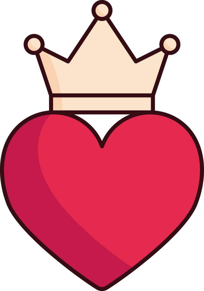 Red King Heart with Crown. vector
