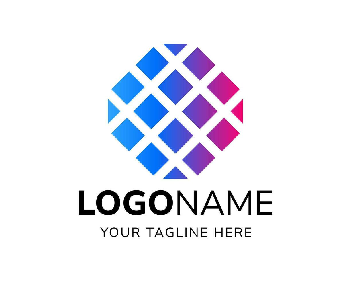 Octagon pixel logo with futuristic style vector