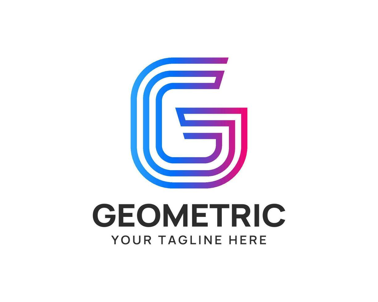 Futuristic letter G logo with triple monoline style vector