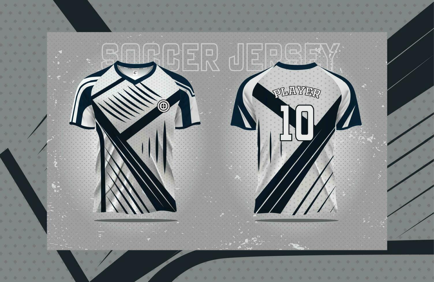 Modern Soccer jersey football sport t shirt design suitable for racing, soccer, gaming and e sports Vector Illustration and double-sided mockup design