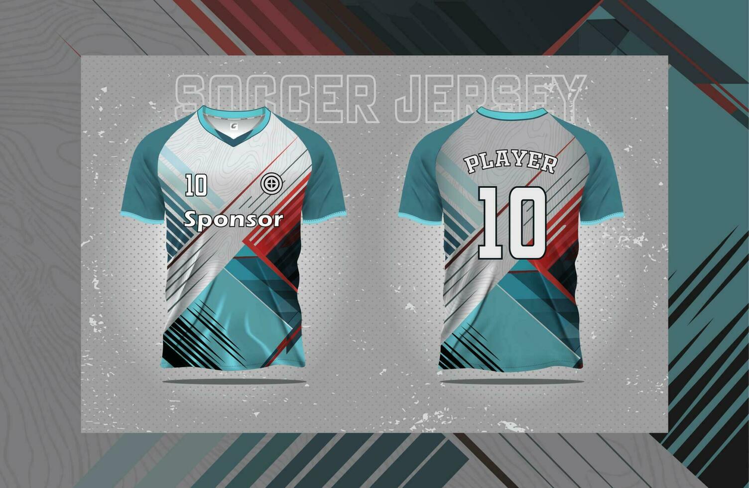 Modern Soccer jersey football sport t shirt design suitable for racing, soccer, gaming and e sports Free Vector and double-sided mockup Free Vector