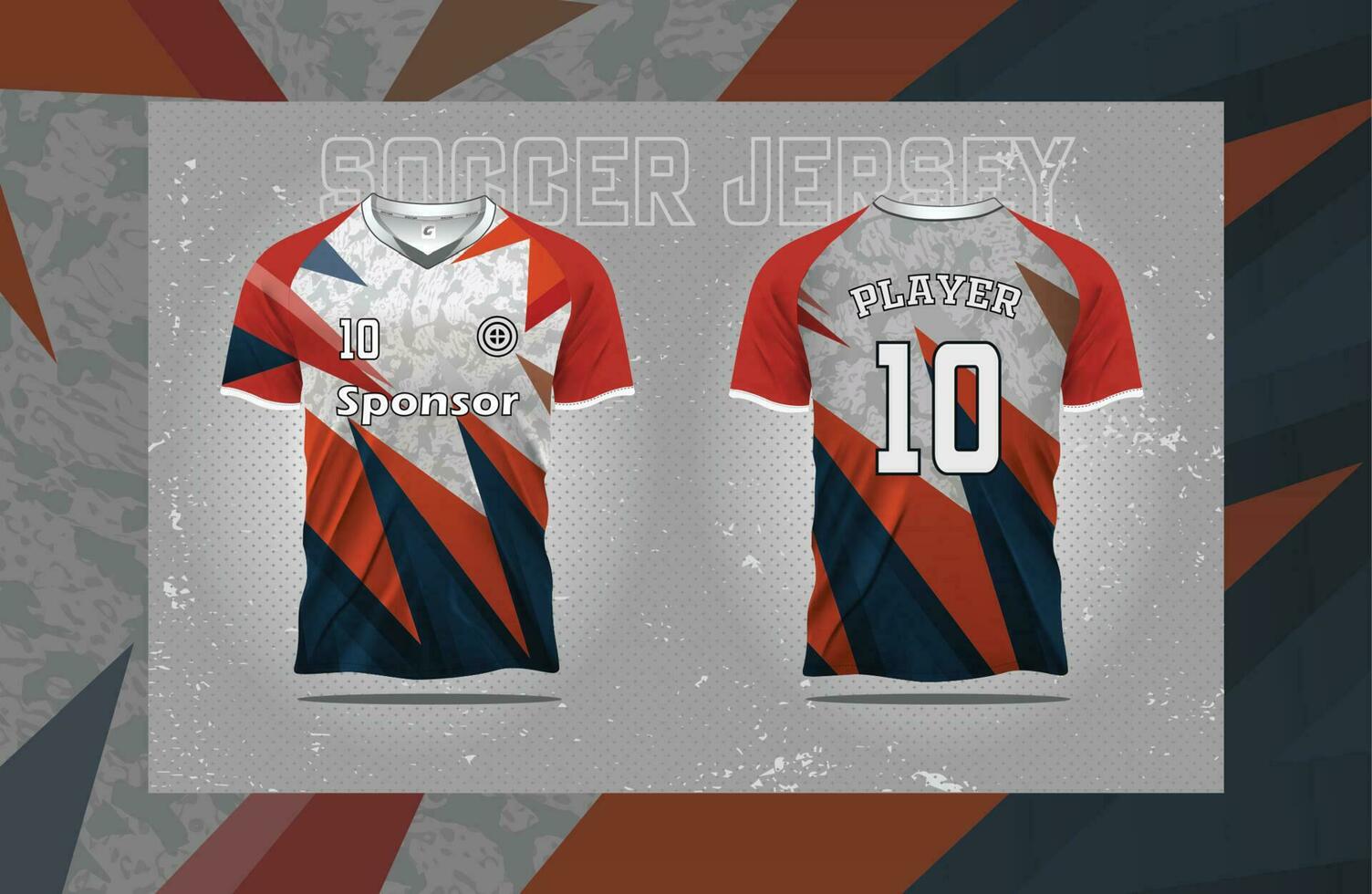 Modern Soccer jersey football sport t shirt design suitable for racing, soccer, gaming and e sports Free Vector and double-sided mockup Free Vector