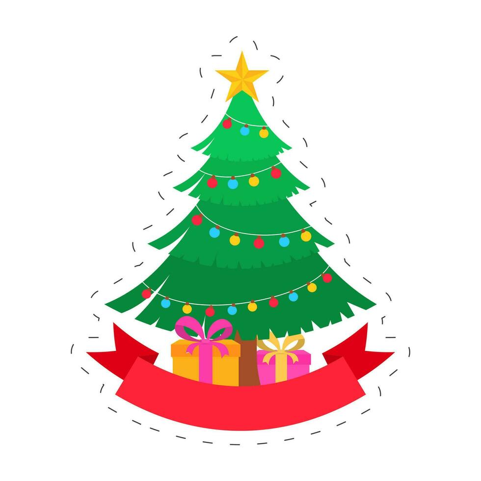 Xmas Tree with Gift Boxes vector