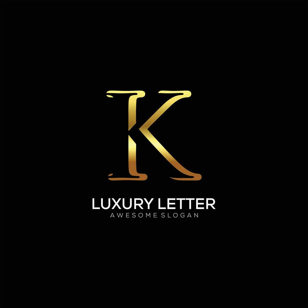 letter K logo with luxury color design vector