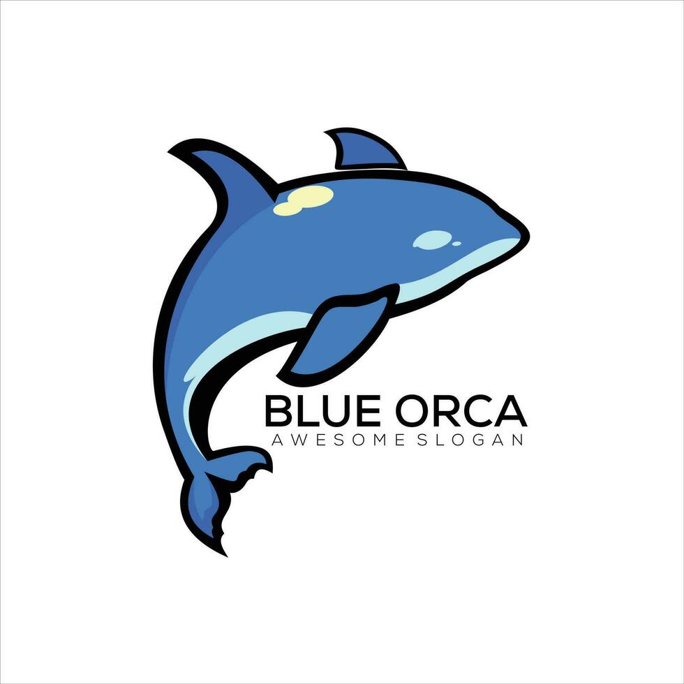 blue orca logo design mascot vector