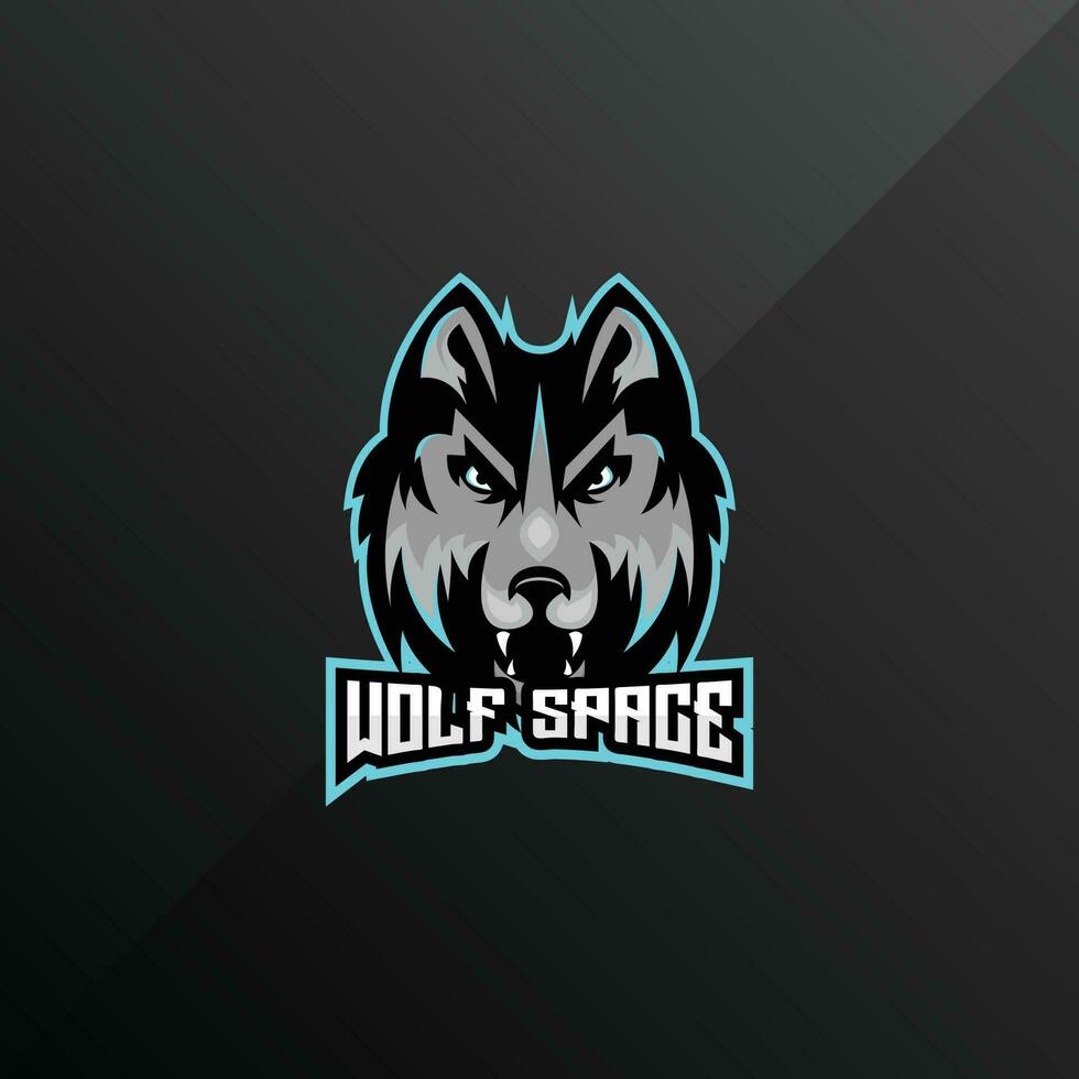 lobo cabeza logo deporte diseño juego de azar mascota vector