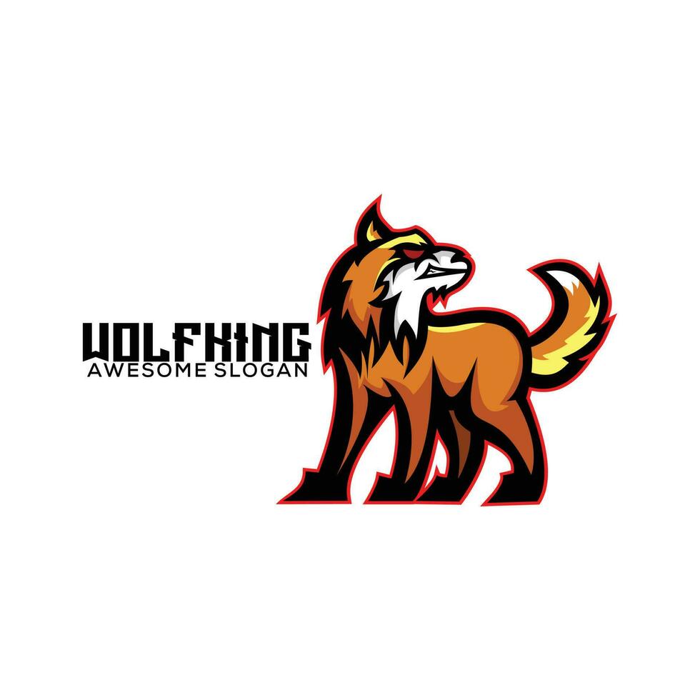 lobo mascota logo diseño vistoso vector