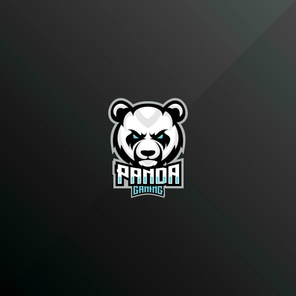 panda angry logo design gaming esport vector