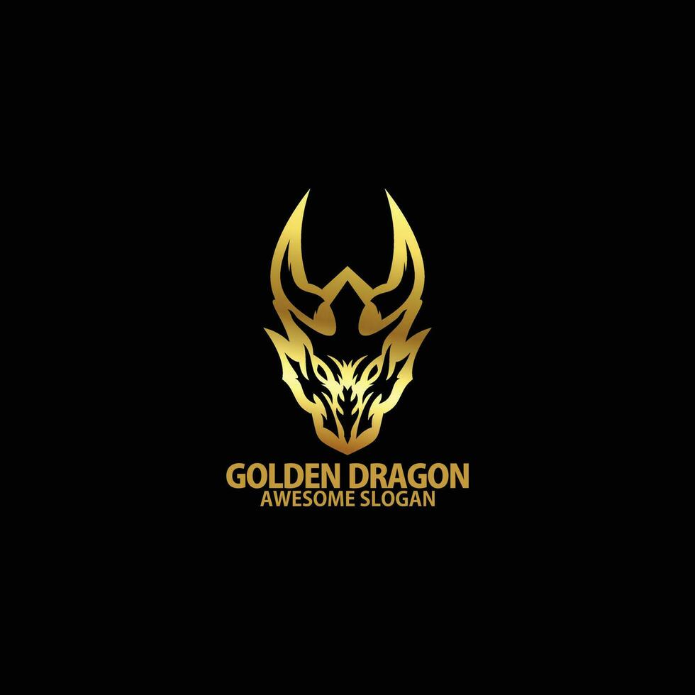 dragon with luxury logo design line art vector