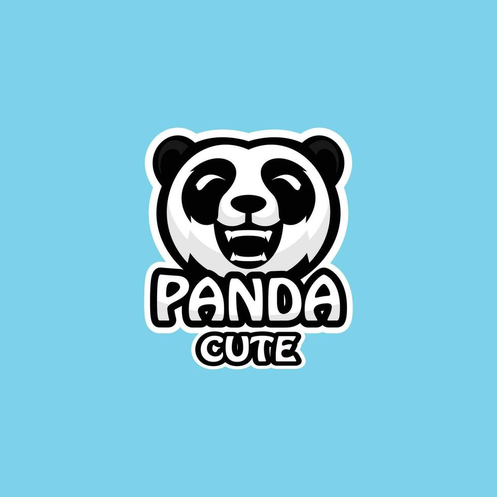 panda linda logo diseño vistoso mascota vector