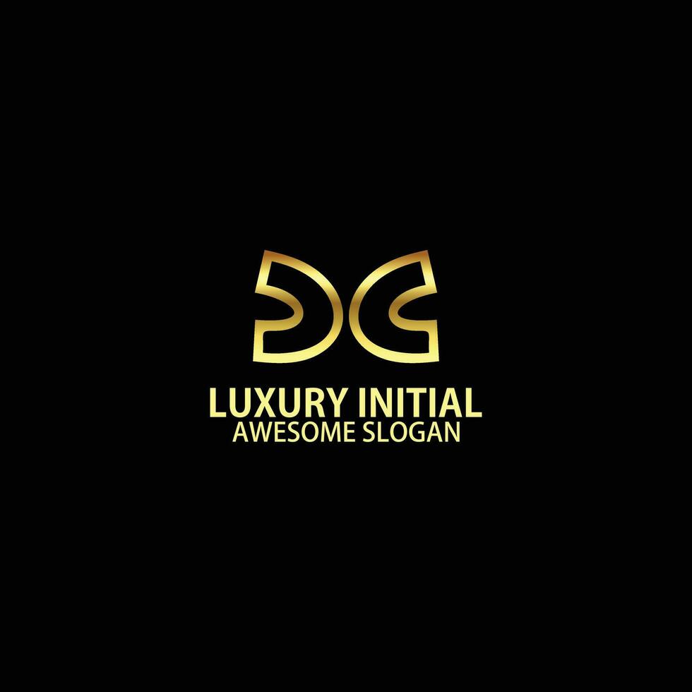 cc initial with luxury logo design line art vector