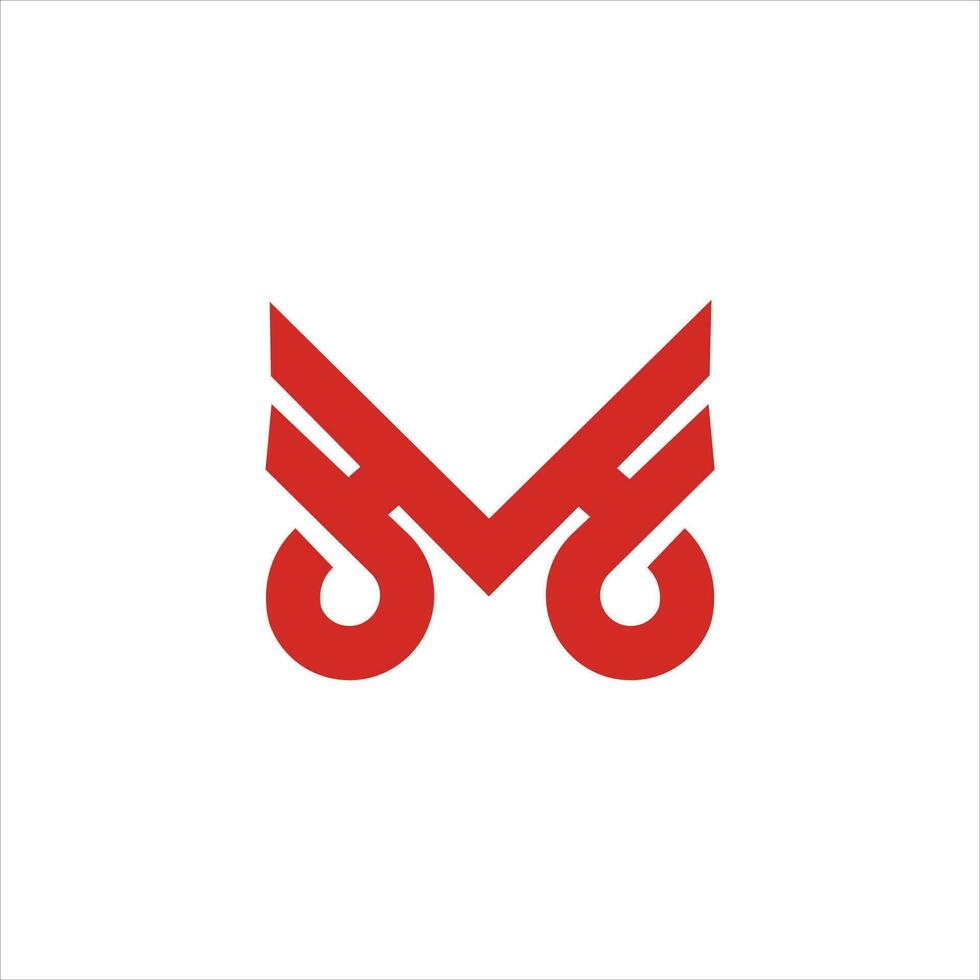 initial m with wings logo design line art vector
