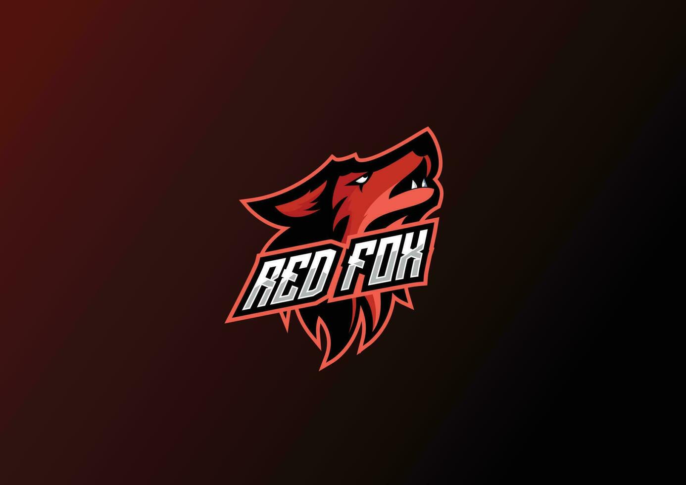 red fox logo esport team design mascot vector