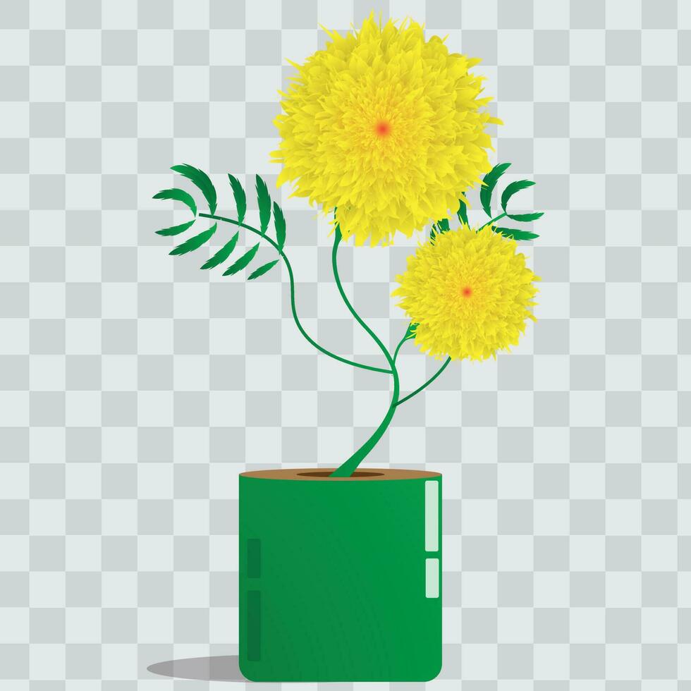 amarillo flor en un florero vector ilustración