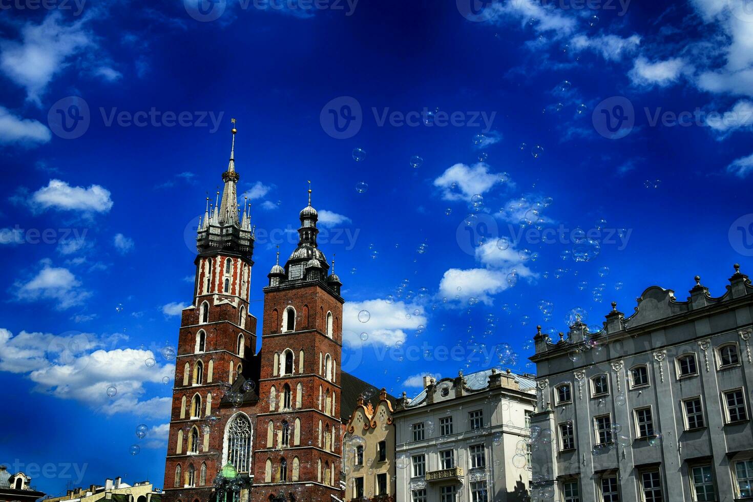 historic historic St. Mary's church in Cracow, Poland on a warm summer day photo