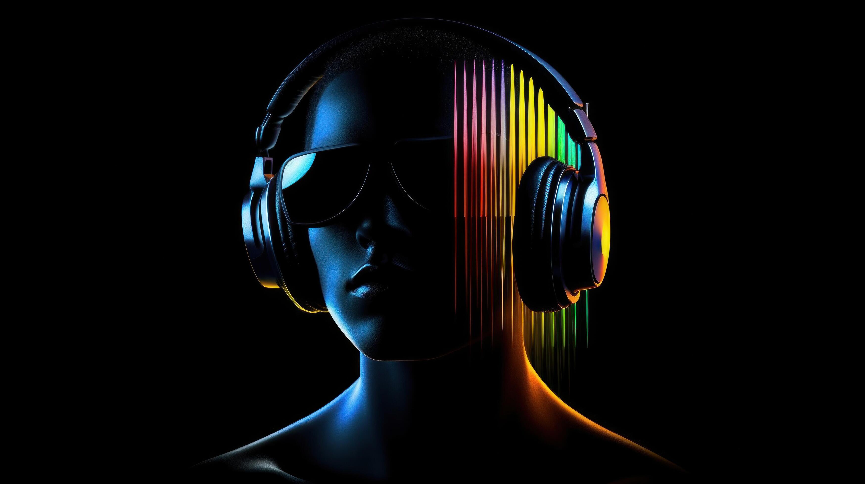 Cool DJ with headphones. Illustration 24308216 Stock Photo at Vecteezy