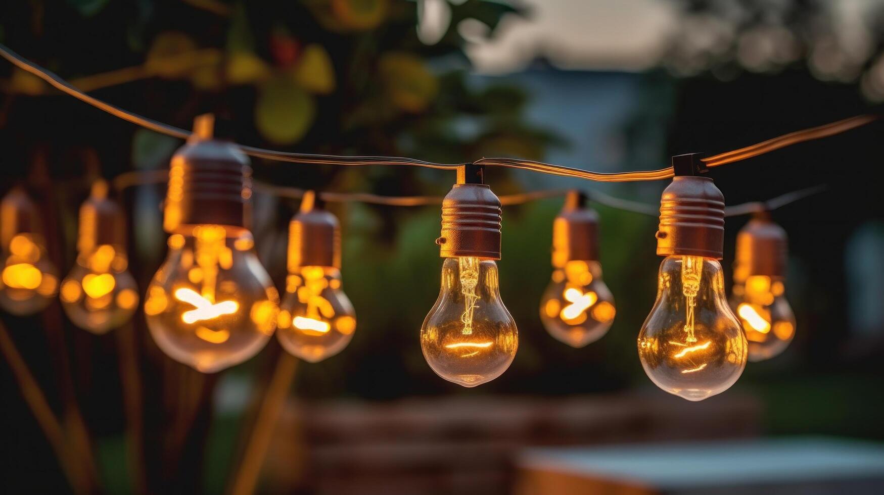 Light bulb decoration in garden. Illustration photo