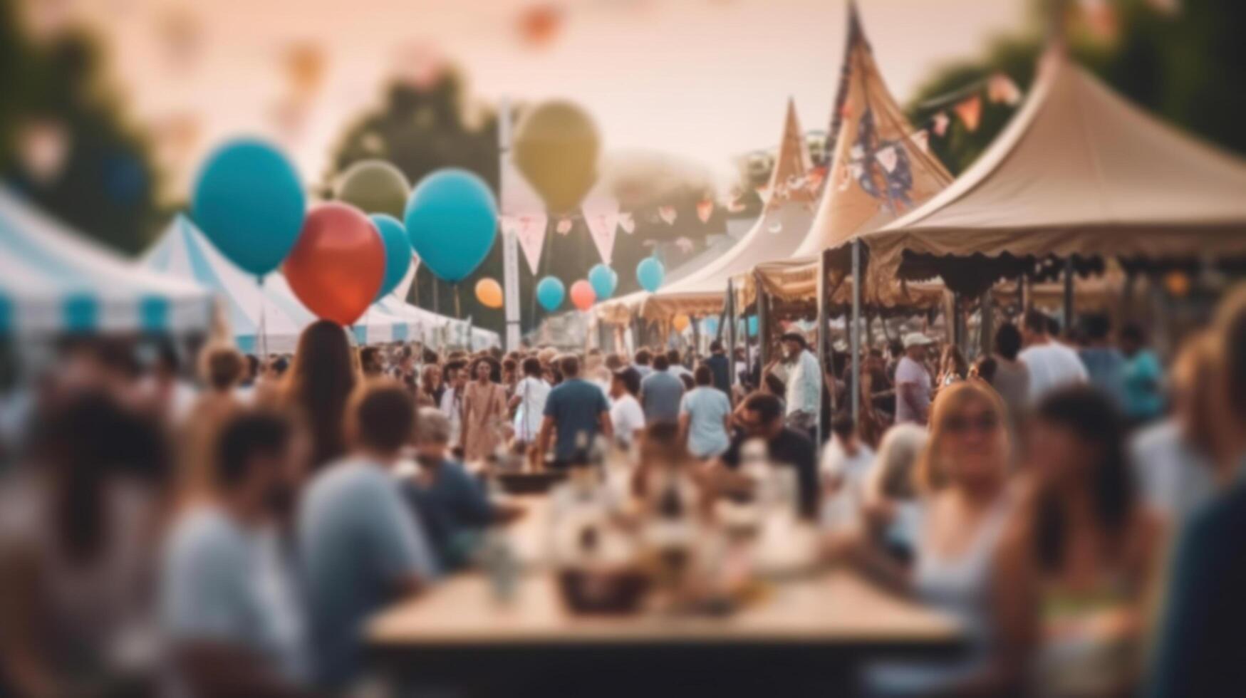 Summer Fest Event Party with People Blurred Background Illustration photo