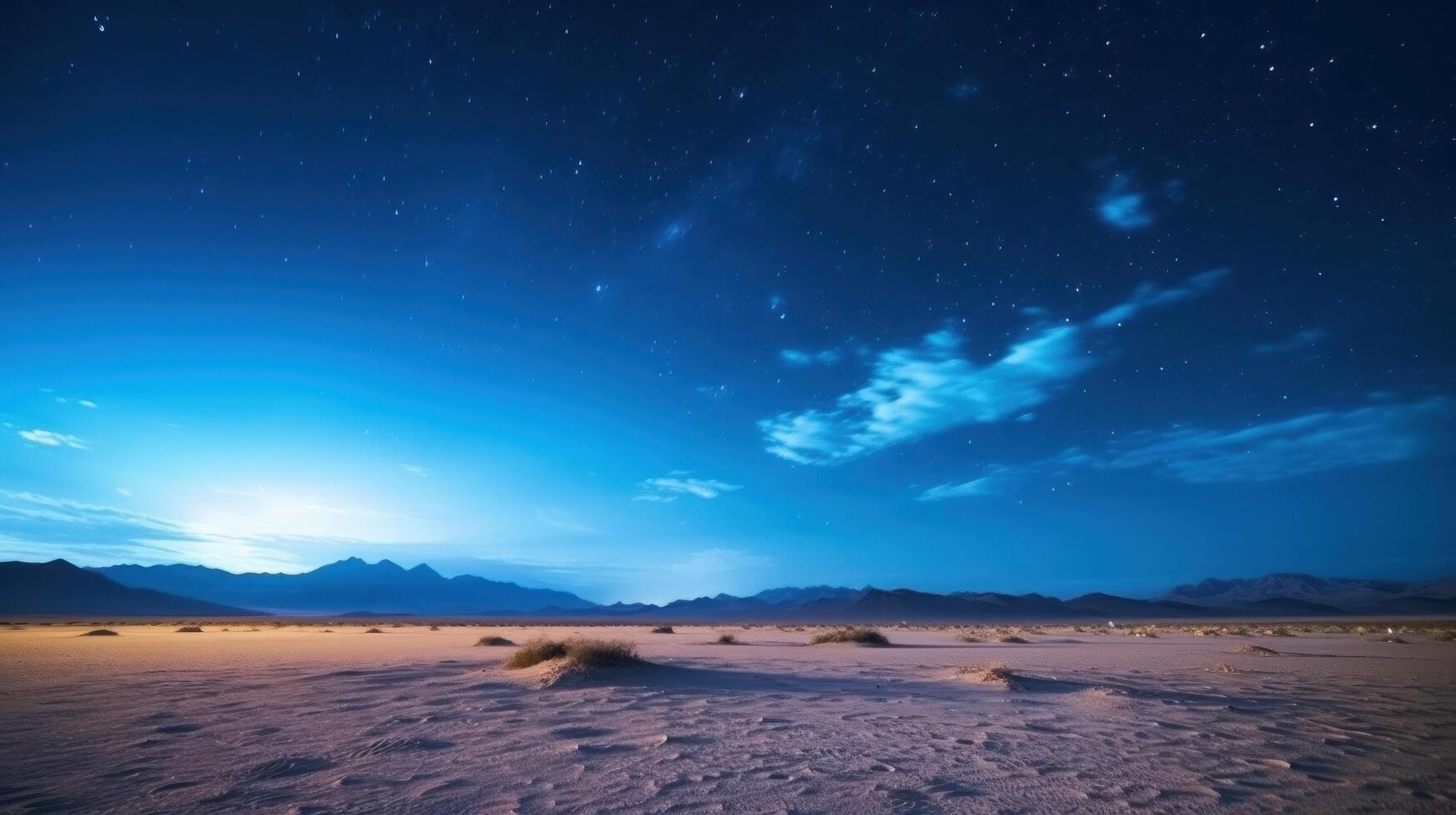 Desierto y estrellado noche. ilustración ai generativo foto