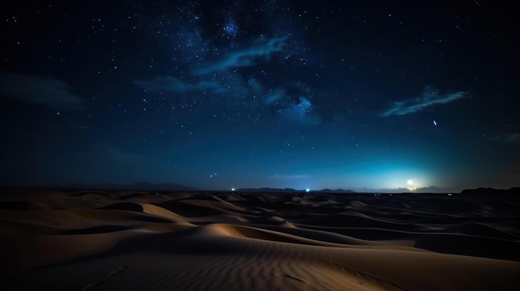 Desierto y estrellado noche. ilustración ai generativo foto