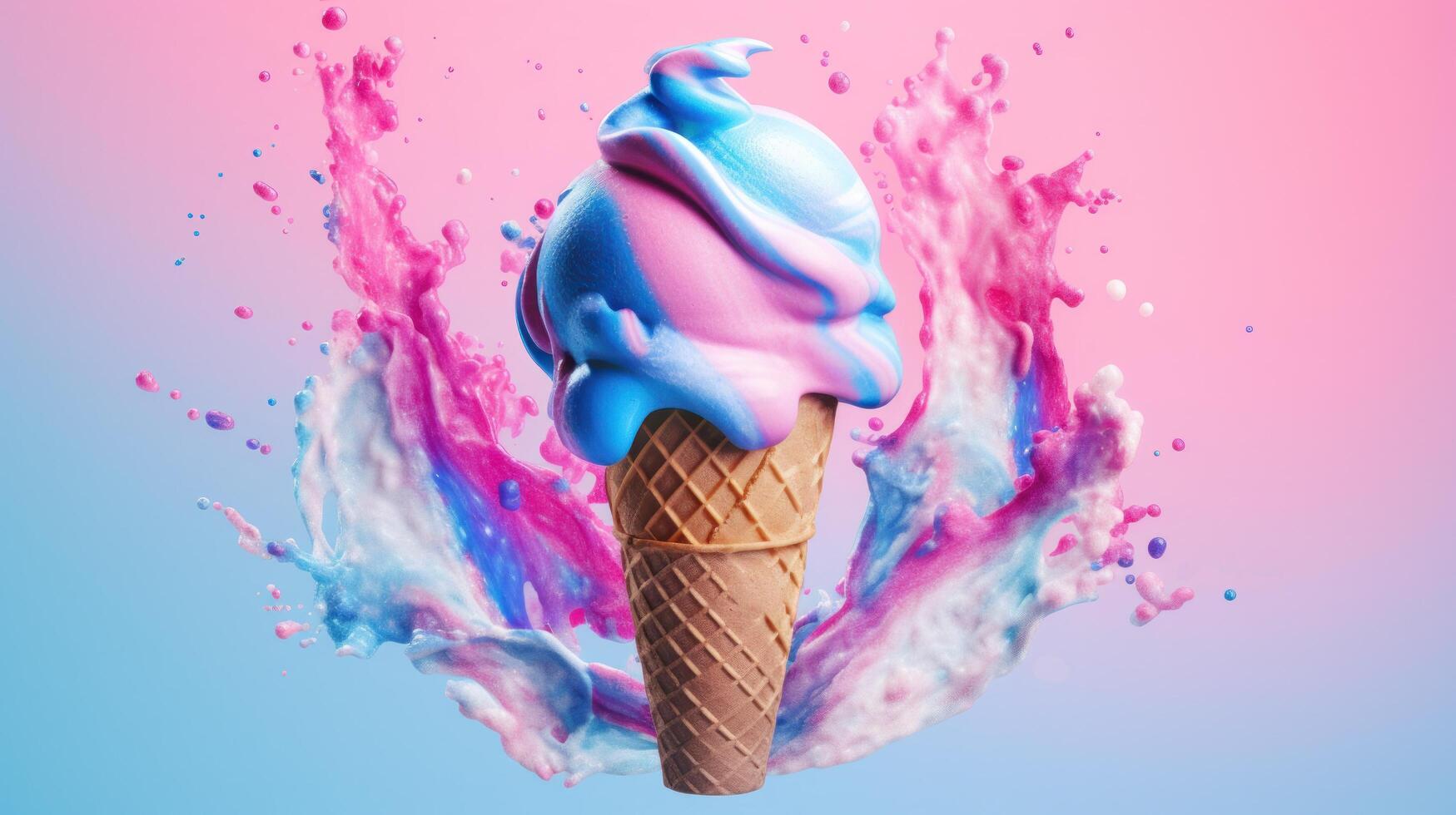 Pink and Blue Ice Cream. Illustration photo