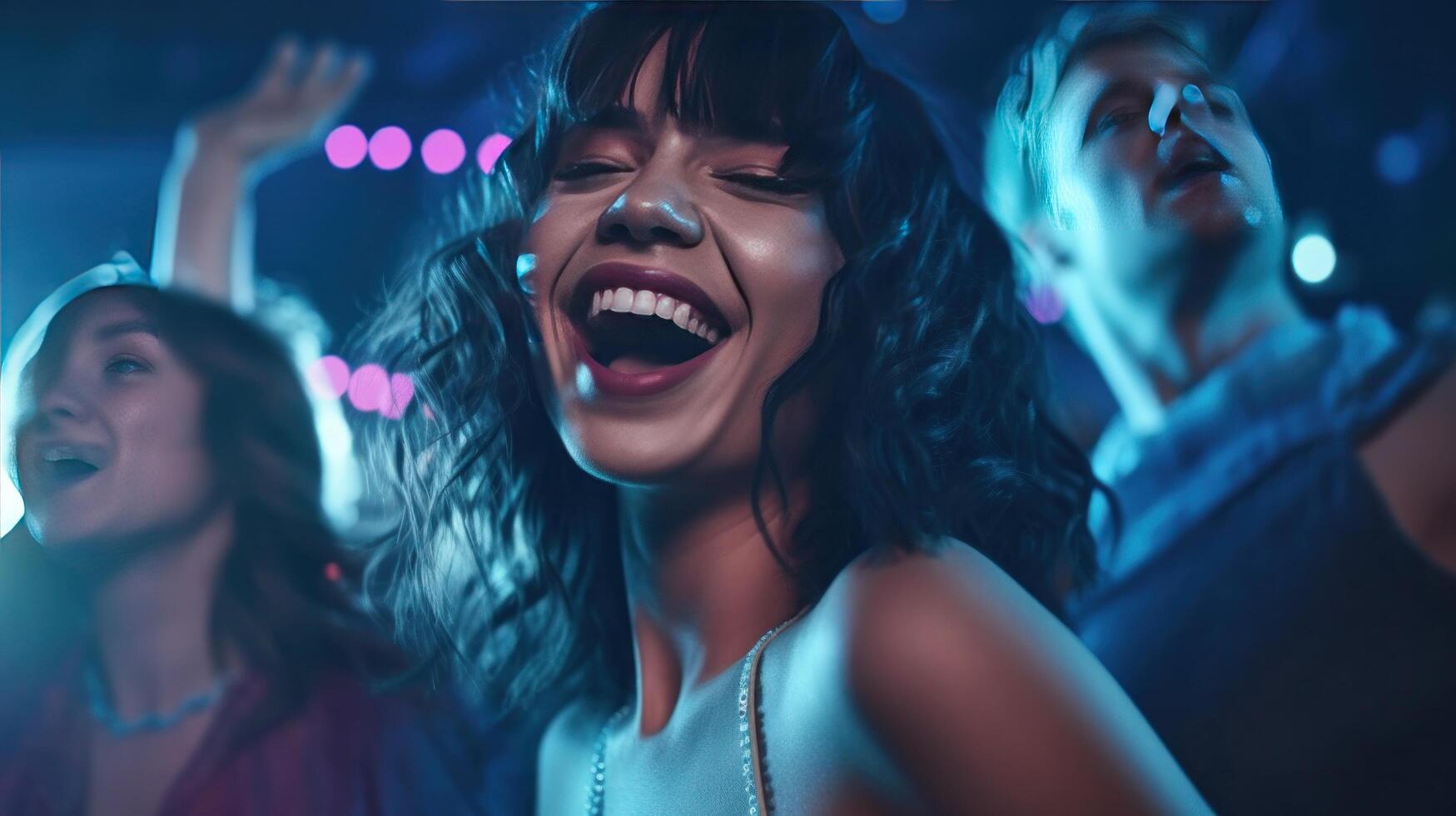 Happy Young people in night club. Illustration photo