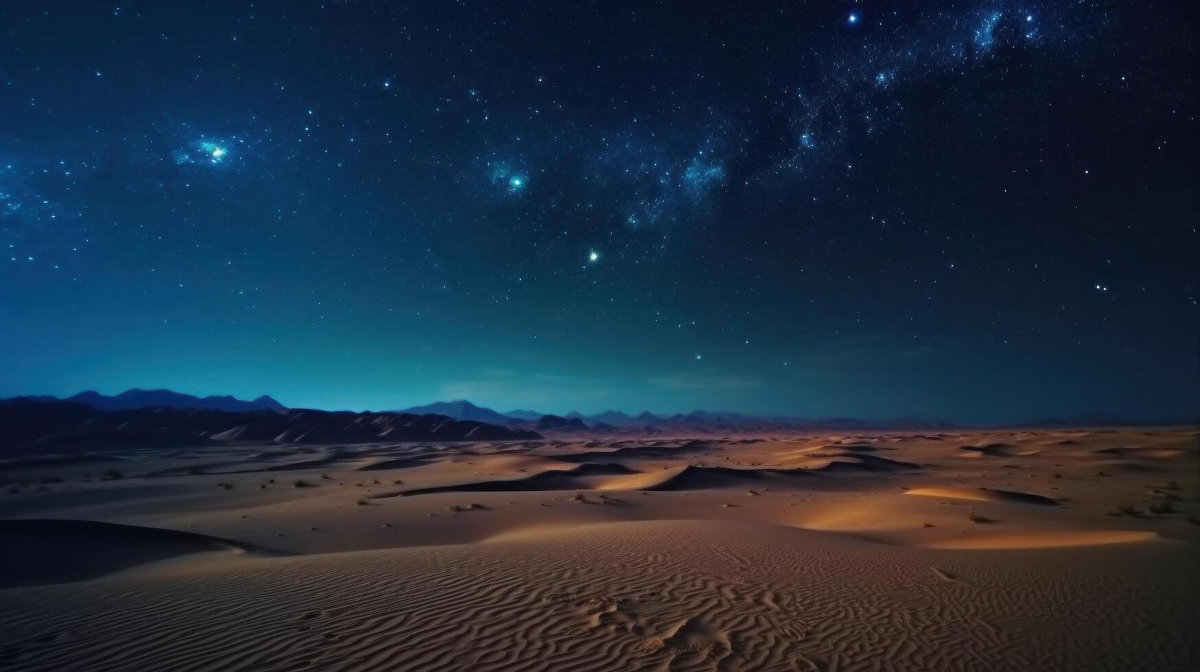 Desert and starry night. Illustration photo