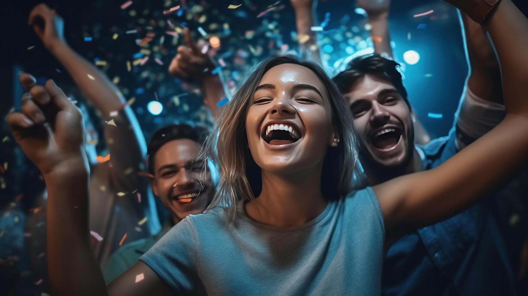 Happy Young people in night club. Illustration photo