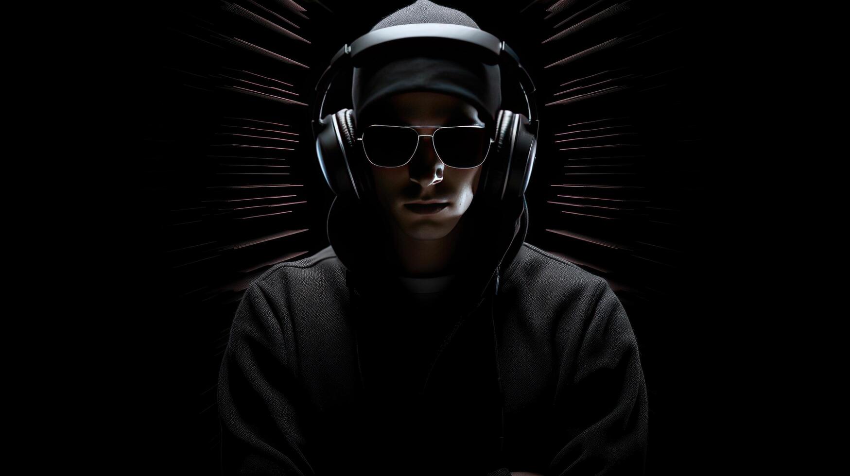 Cool DJ with headphones. Illustration photo