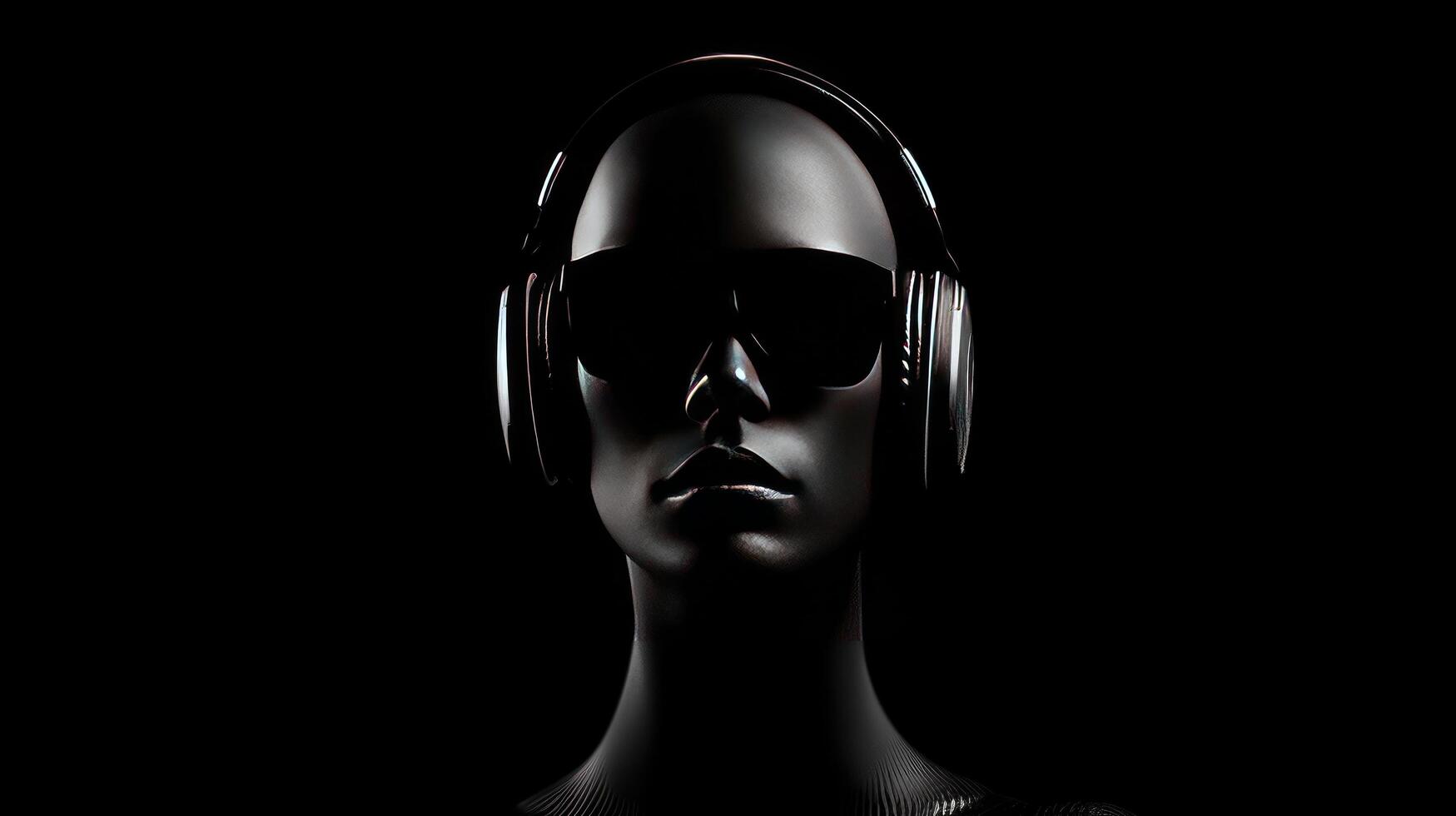 Cool DJ with headphones. Illustration photo