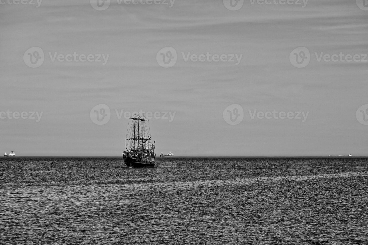 landscape with a sailing ship sailing on the blue Baltic Sea photo