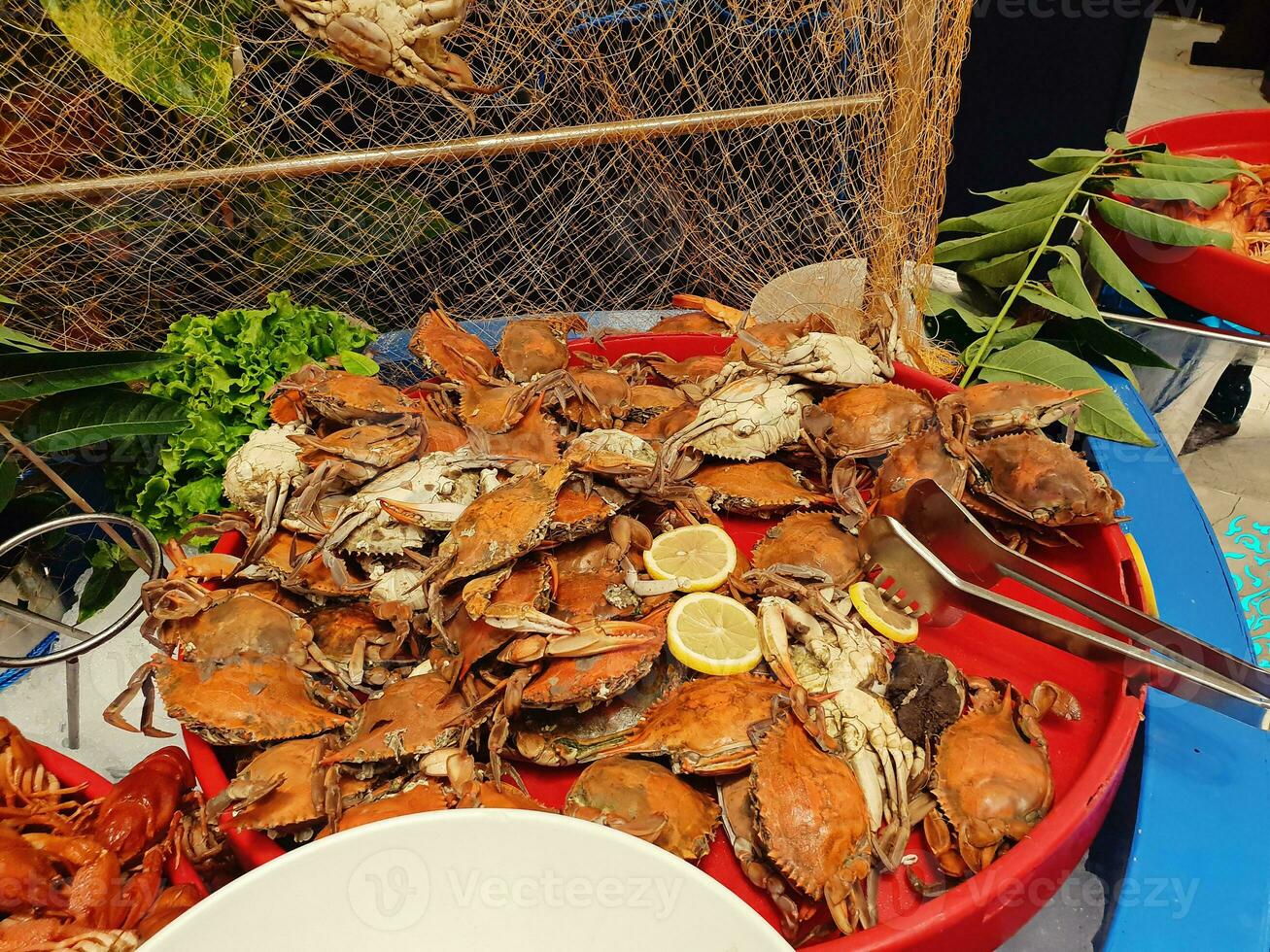 tasty fresh seafood on display in a shop or restaurant ready to eat photo