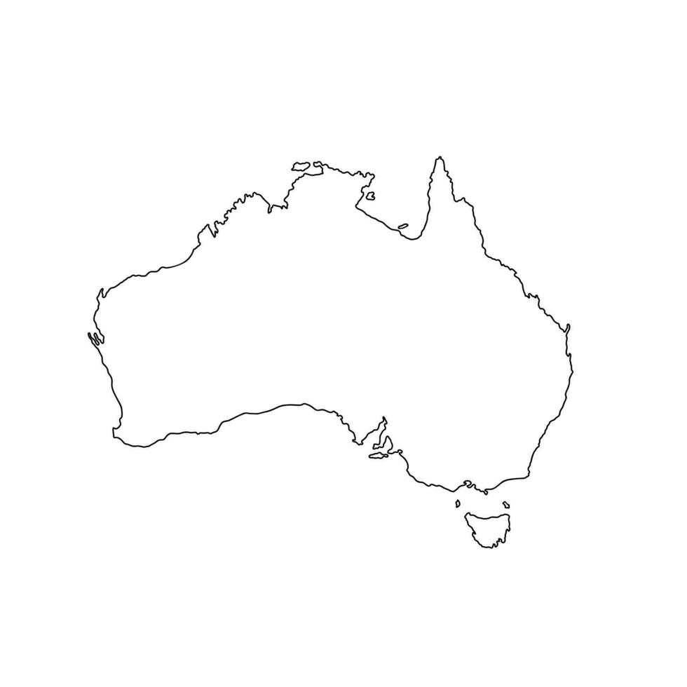 Australia country map simple outline vector illustration, blank template for design, educational purposes