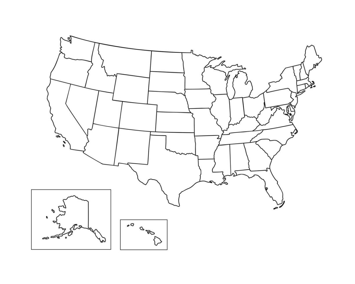 unido estados de America político mapa sencillo contorno vector ilustración, blanco modelo para diseño, educativo propósitos