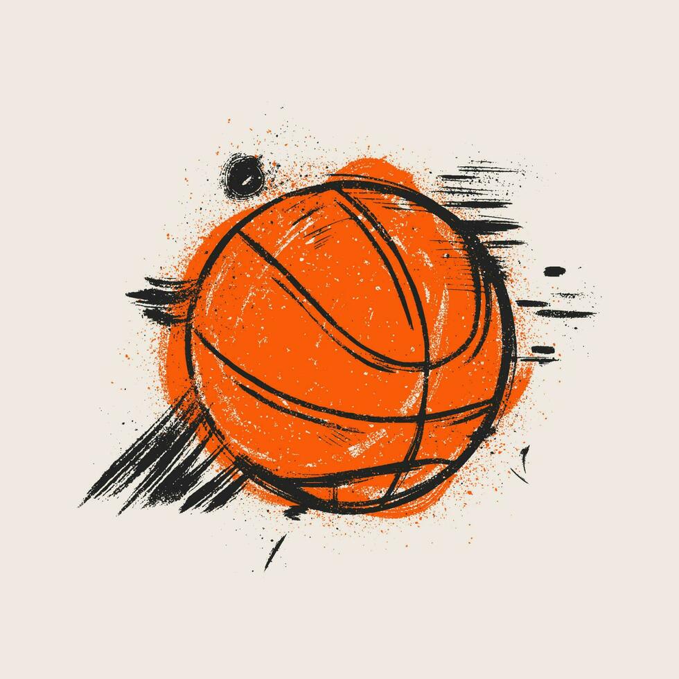 baloncesto en mano dibujado con grunge cepillar. vector ilustración