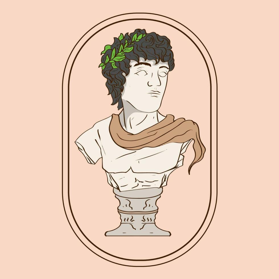 Statues of roman scholar Marble greek sculptures of human body and architectural greek gods and mythology, ancient greece graphic design elements. museum art ingenious vector illustration