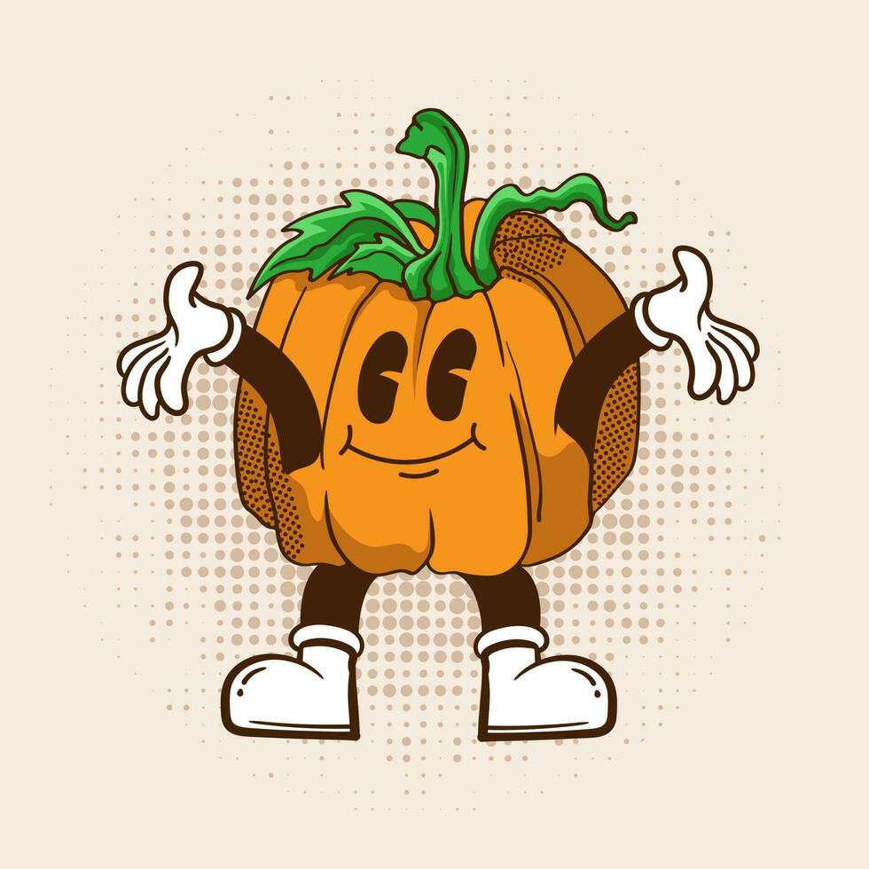 vegetales gracioso dibujos animados caracteres maravilloso hippie años 70 pegatina embalar, carteles, impresiones.elementos en de moda retro dibujos animados estilo. vector